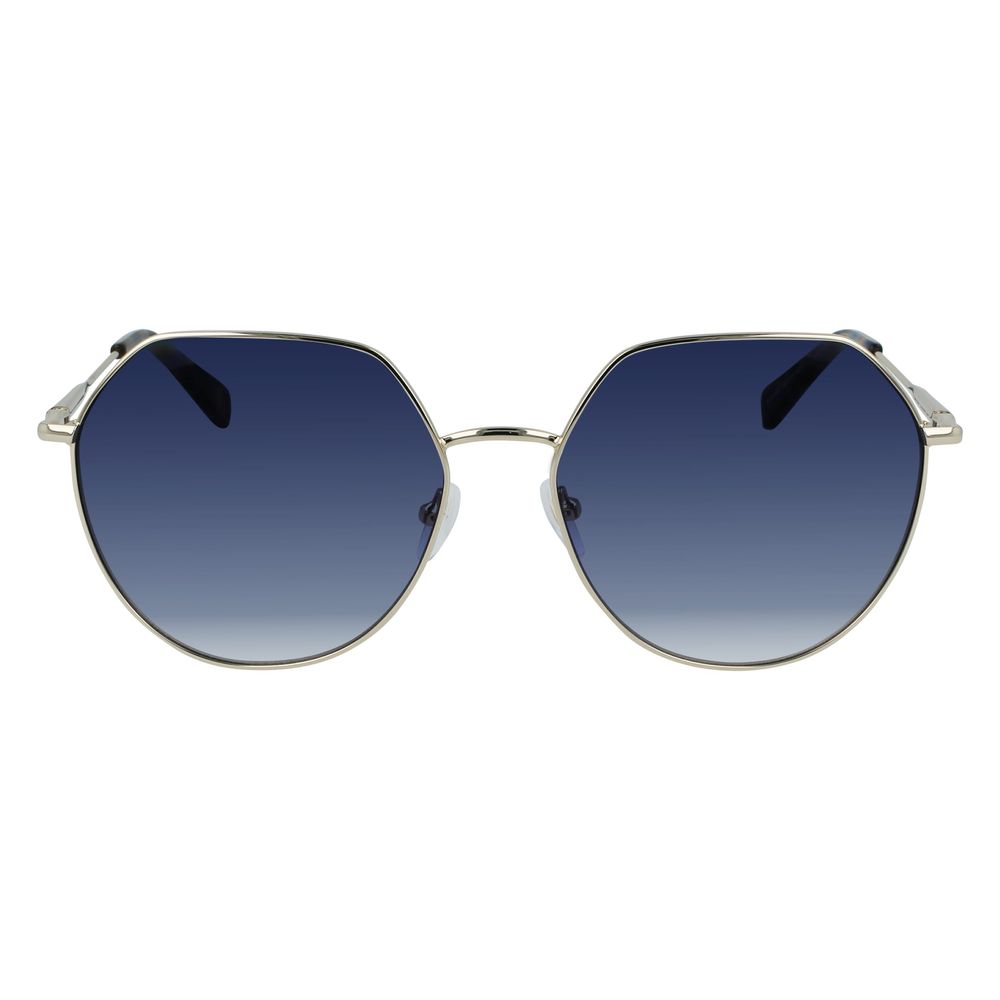 Longchamp Bicolor Metal Sunglasses – Gold and Blue Frame with Degraded Black Lenses, 60mm