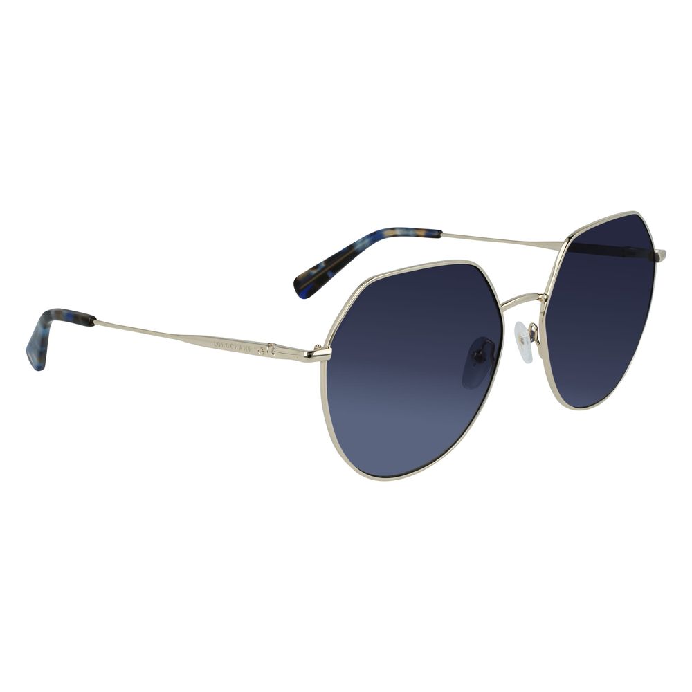 Longchamp Bicolor Metal Sunglasses – Gold and Blue Frame with Degraded Black Lenses, 60mm