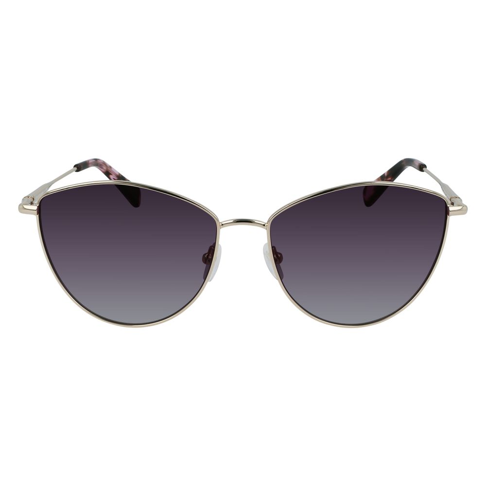 Longchamp Gold Metal Sunglasses – Stylish Purple Lenses, 58mm Diameter