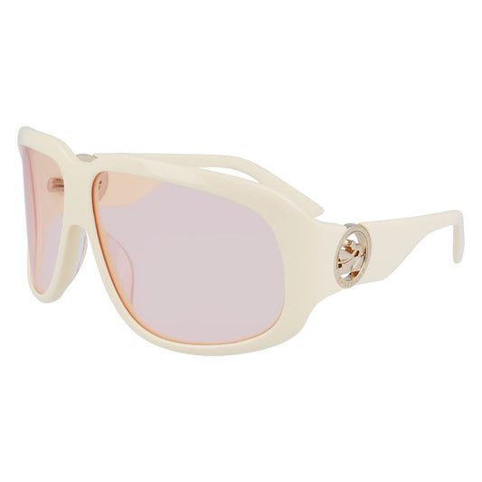 Longchamp White Acetate Sunglasses – Chic Statement Frame with Pink Lenses