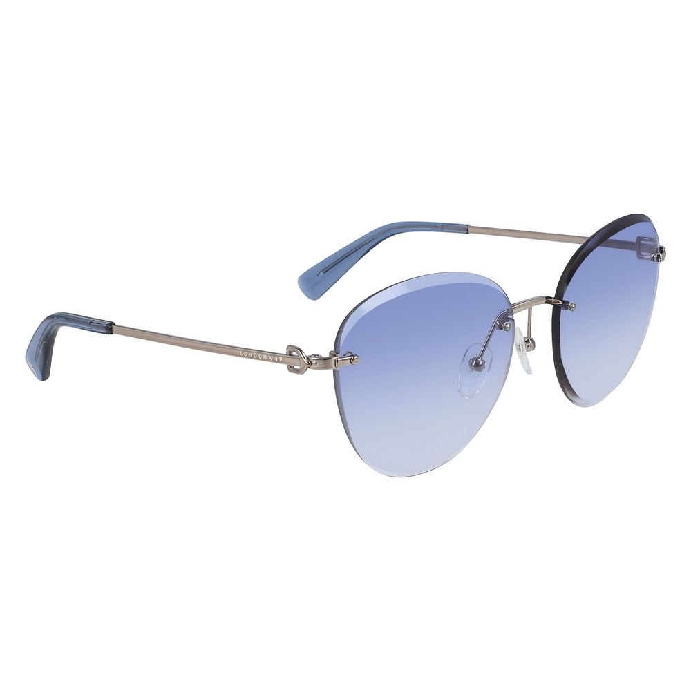 Longchamp Bicolor Metal Sunglasses – Gold-Blue Frame with Blue Lenses