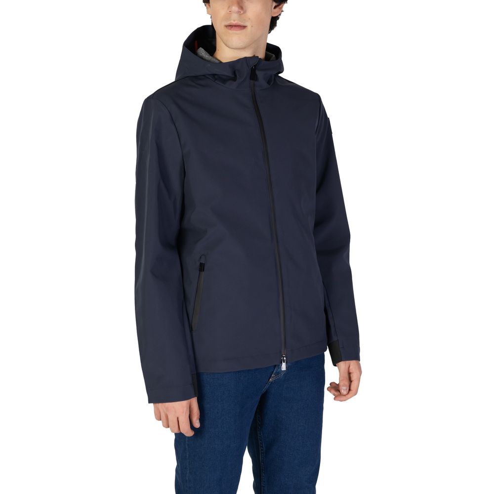 Blue Polyester Jacket for Men