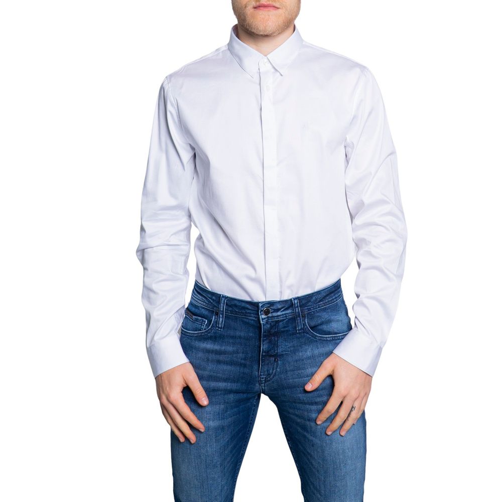 Armani Exchange Classic White Cotton Long-Sleeved Shirt for Men