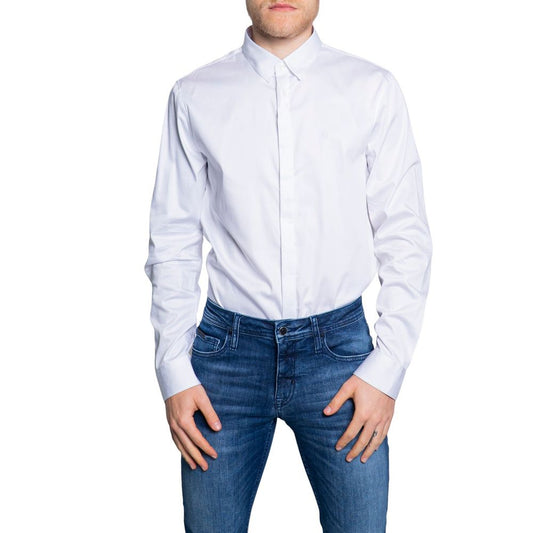 Armani Exchange Classic White Cotton Long-Sleeved Shirt for Men