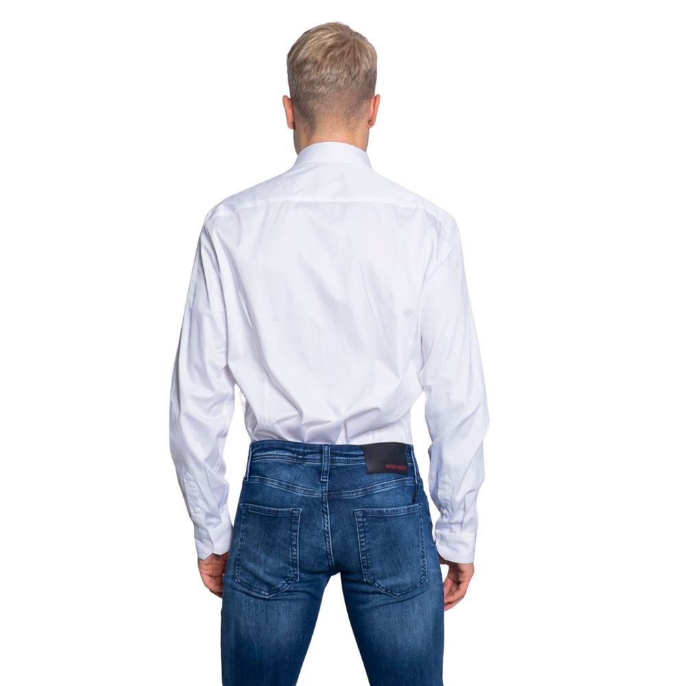 Armani Exchange Classic White Cotton Long-Sleeved Shirt for Men