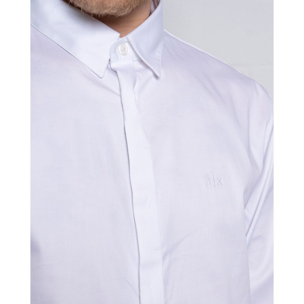 Armani Exchange Classic White Cotton Long-Sleeved Shirt for Men