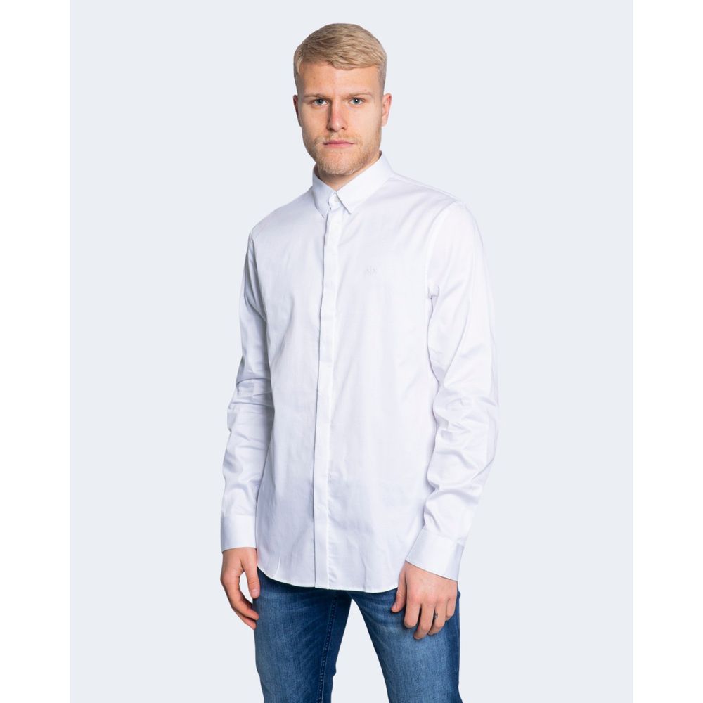 Armani Exchange Classic White Cotton Long-Sleeved Shirt for Men