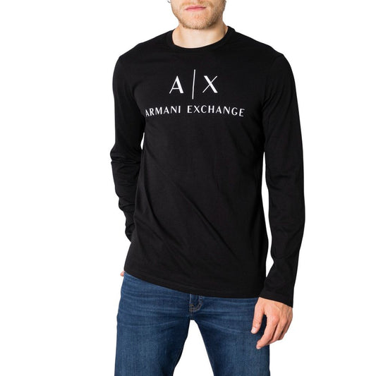 Armani Exchange Black Cotton Shirt - Men's Long Sleeve T-Shirt