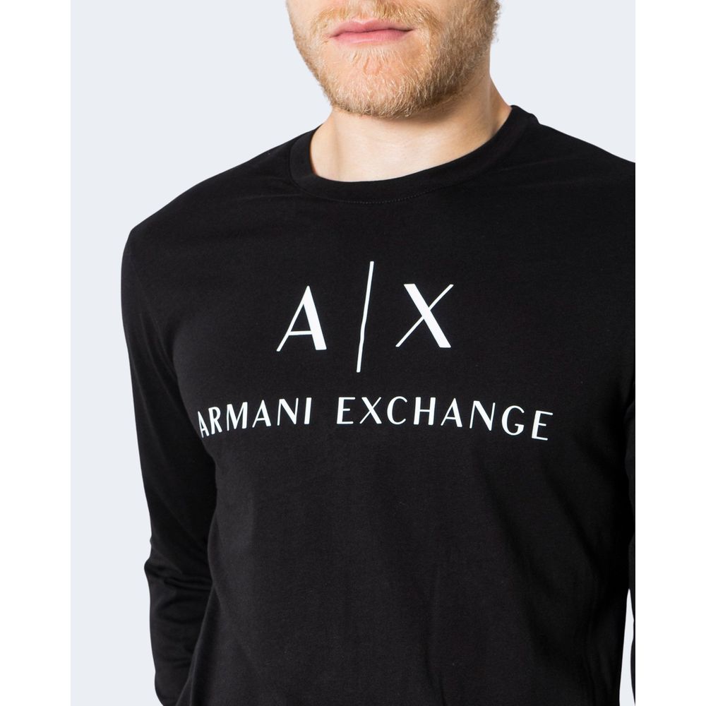 Armani Exchange Black Cotton Shirt - Men's Long Sleeve T-Shirt