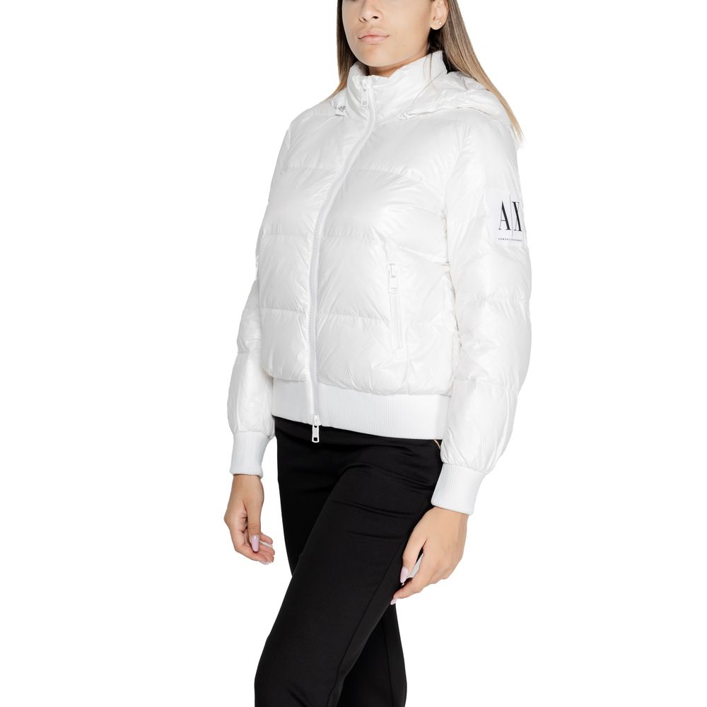 White Polyamide Women's Jacket & Coat