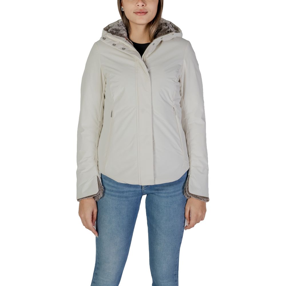 Cream Polyester Jackets & Coat - The Luxe Alliance