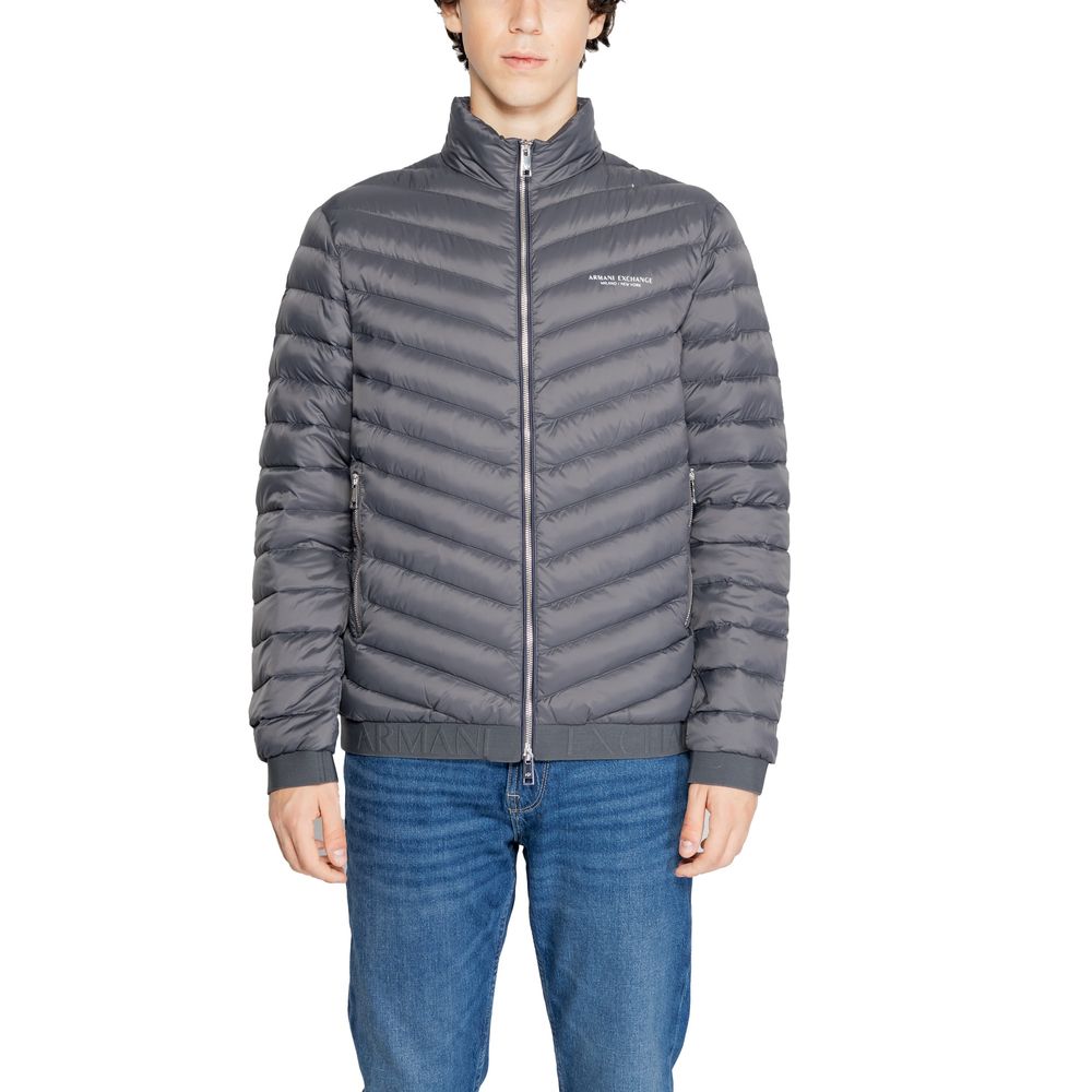 Armani Exchange Gray Polyester Puffer Jacket