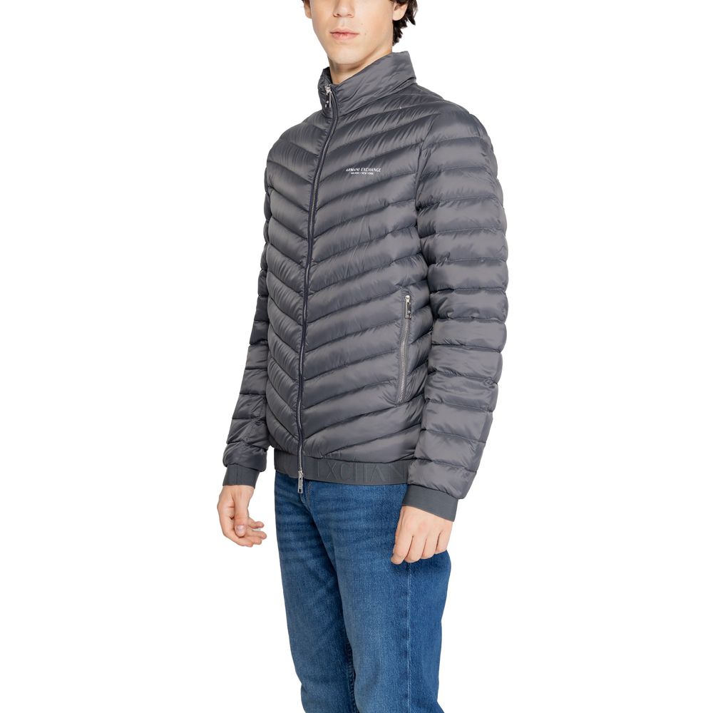 Armani Exchange Gray Polyester Puffer Jacket