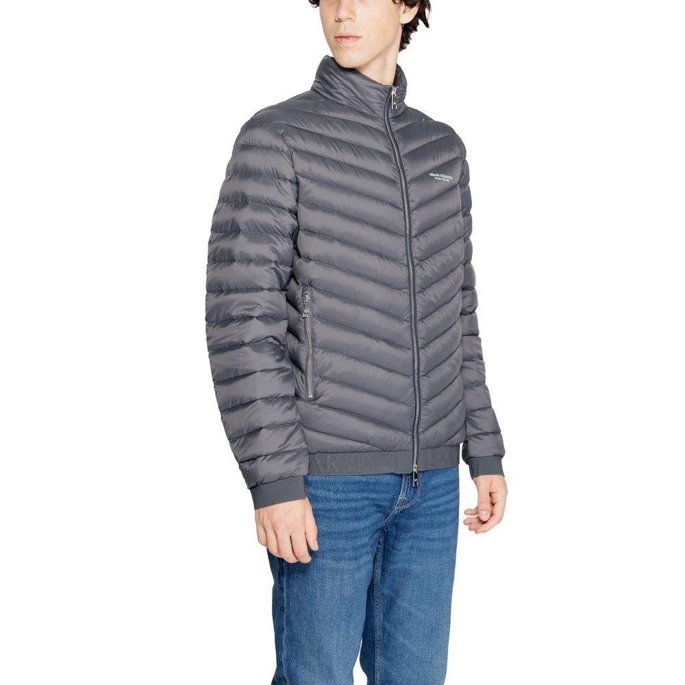 Armani Exchange Gray Polyester Puffer Jacket