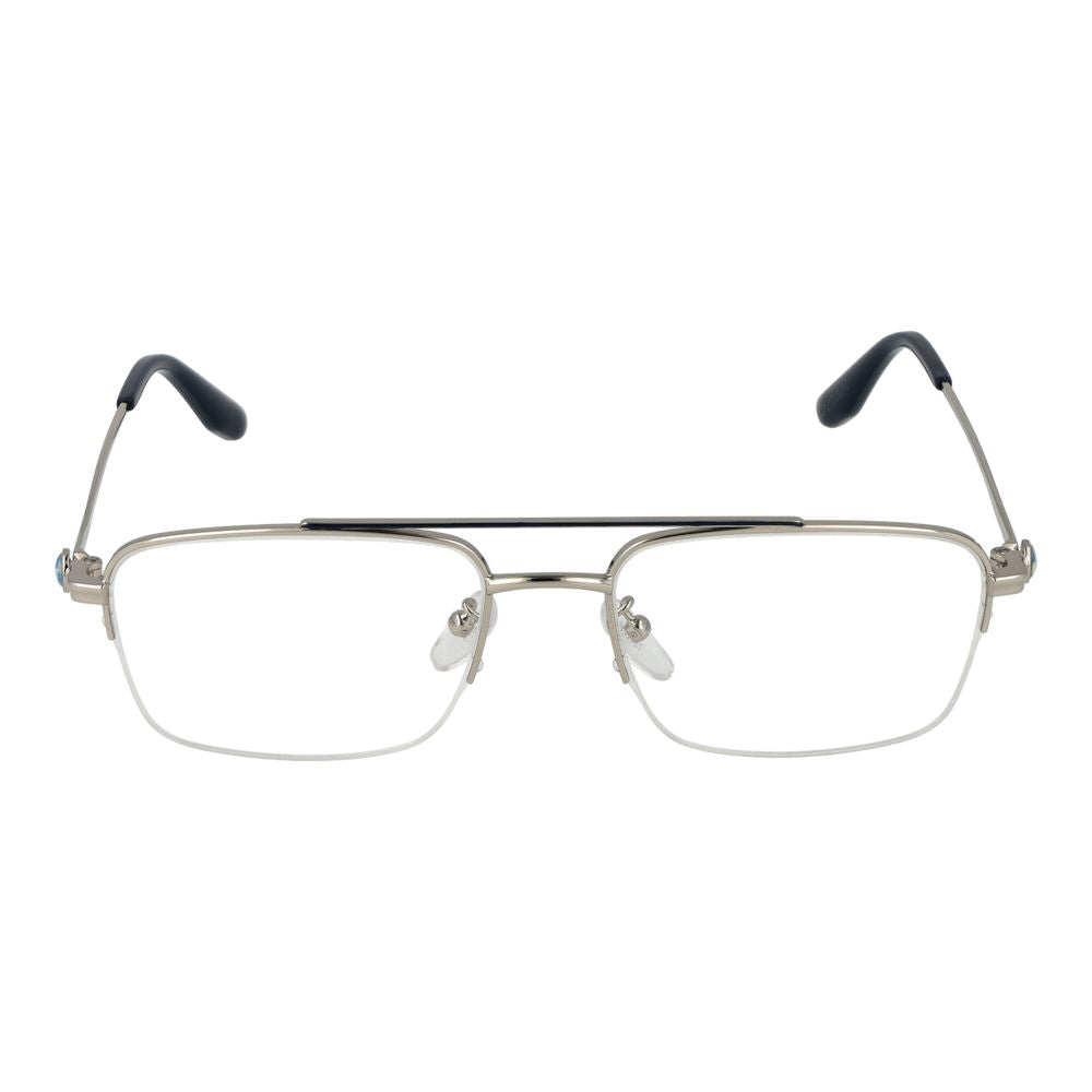 BMW Gray Men’s Optical Glasses – Half-Rim Metal Frame, 54mm