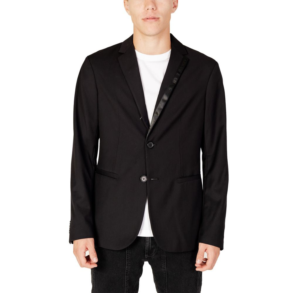 Stylish Black Polyester Blazer for Men