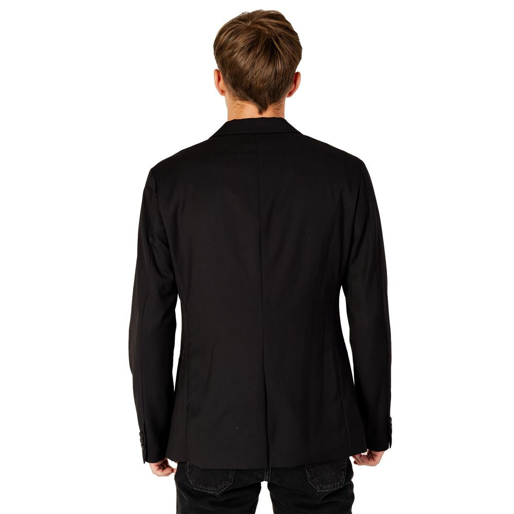 Stylish Black Polyester Blazer for Men