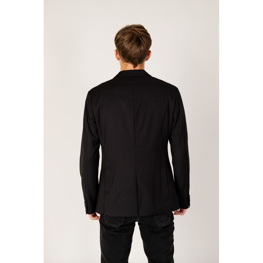 Stylish Black Polyester Blazer for Men
