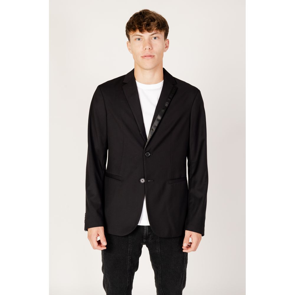 Stylish Black Polyester Blazer for Men