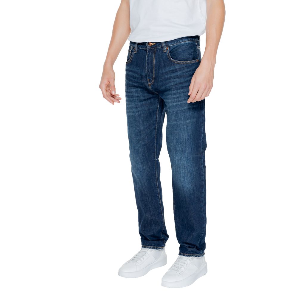 Blue Cotton Slim Jeans for Men