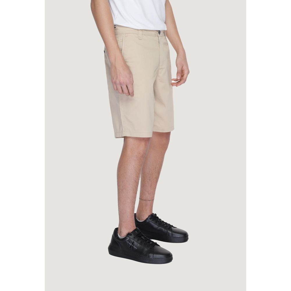 Men's Beige Cotton Bermuda Shorts