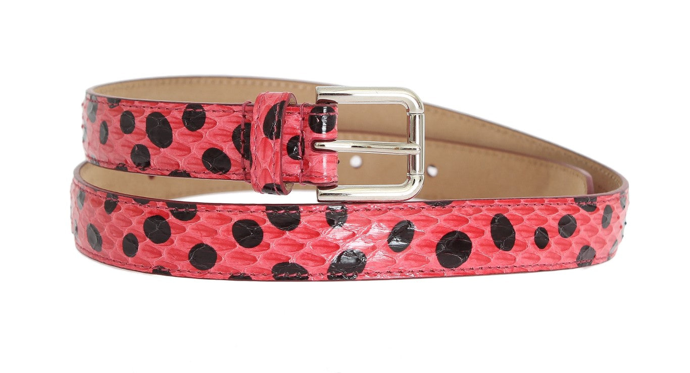 - Polka Dot Snakeskin Belt with Silver Buckle