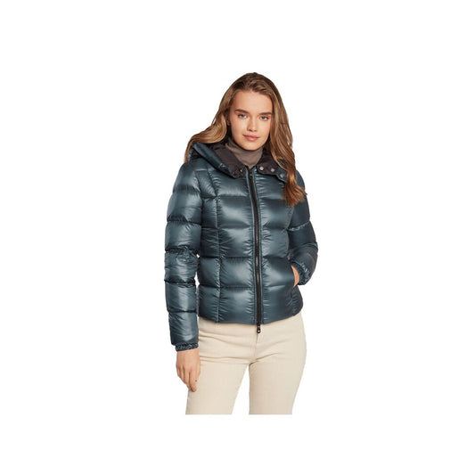 RefrigiWear Green Down Hooded Puffer Jacket for Women