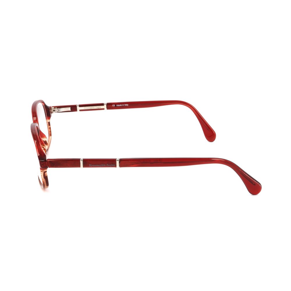 Ermenegildo Zegna Red Plastic Optical Glasses – Square Full-Rim Frame