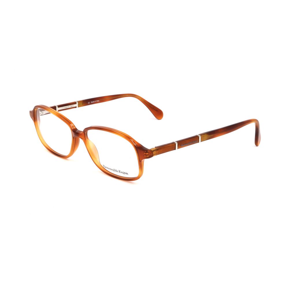 Ermenegildo Zegna Brown Plastic Frames – Square Full-Rim Design, 52mm