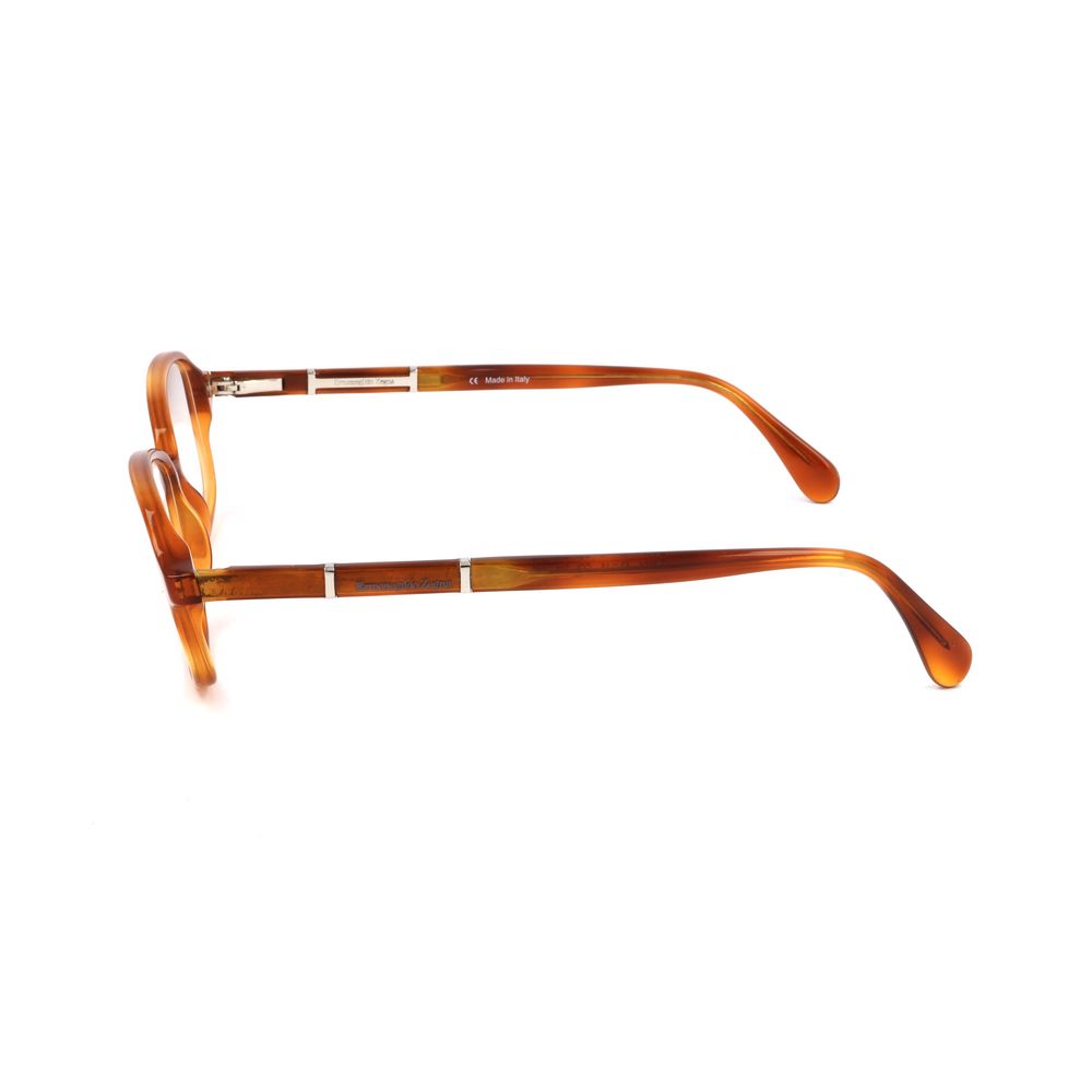 Ermenegildo Zegna Brown Plastic Frames – Square Full-Rim Design, 52mm