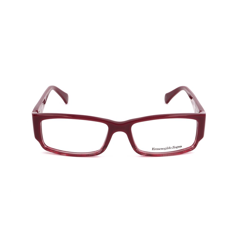 Ermenegildo Zegna Red Plastic Frames – Square Full-Rim Demo Lens Eyewear