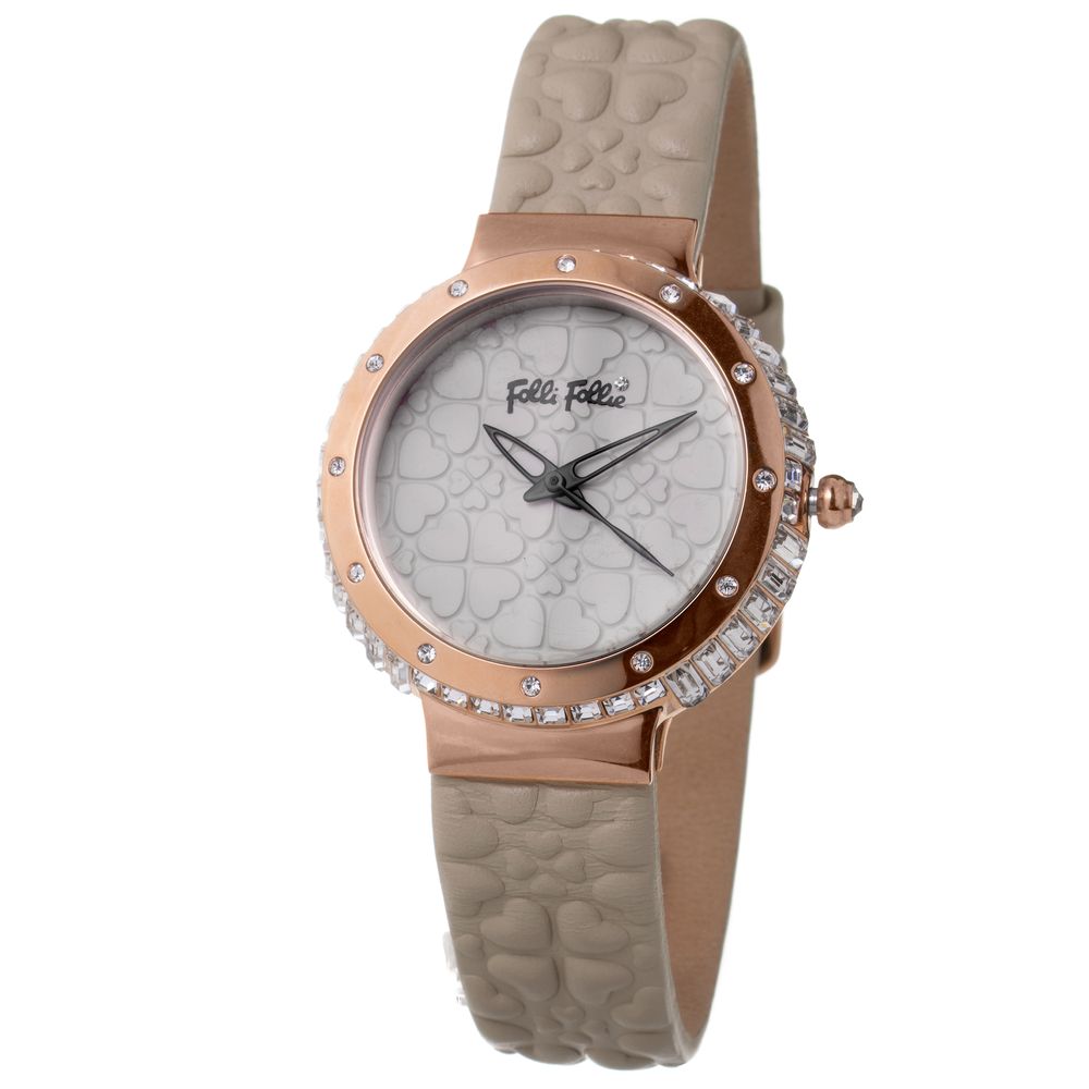 Folli Follie Women’s Watch, Yellow Dial, Grey Leather Strap