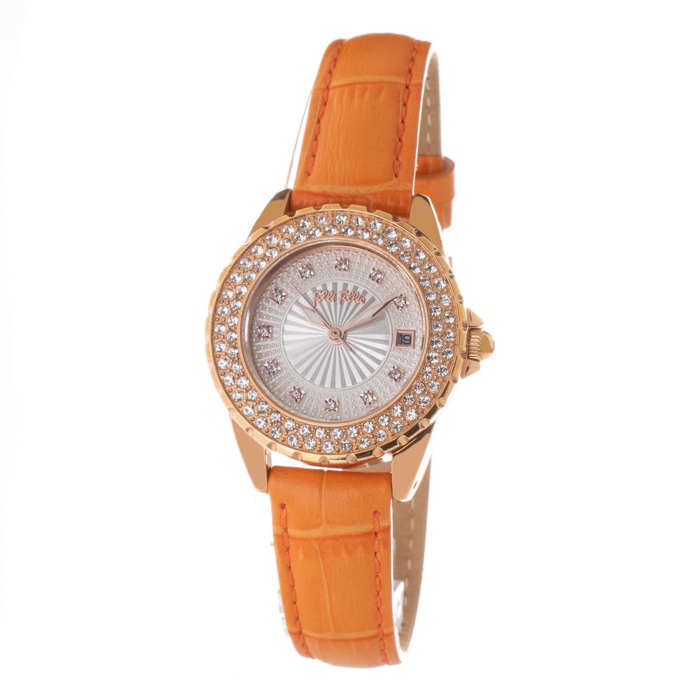 Folli Follie Women’s Watch, White Dial, Orange Leather Strap