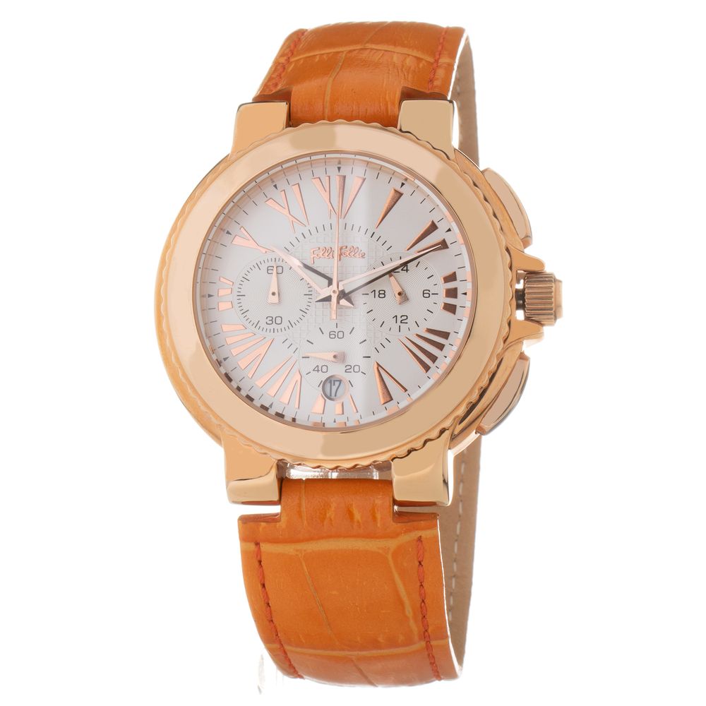 Folli Follie Women’s Watch, White Dial, Orange Leather Strap