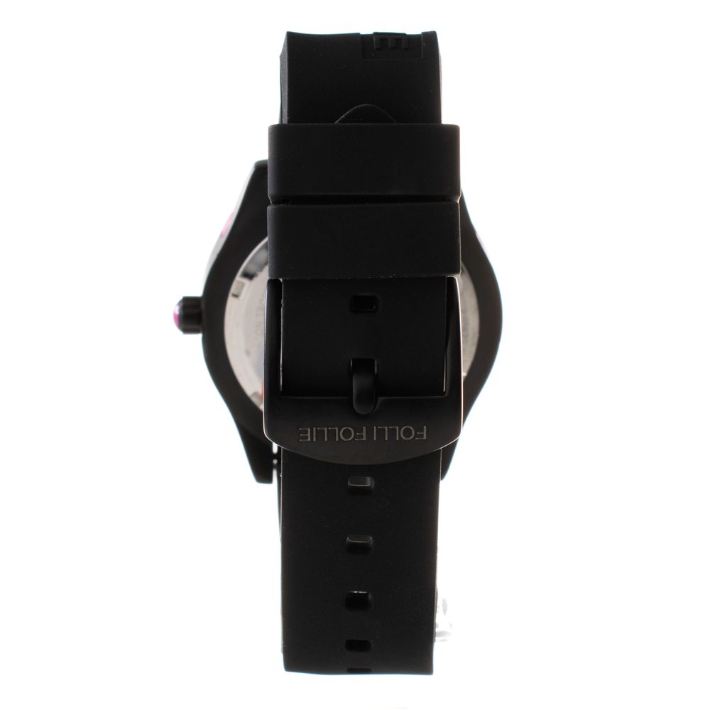 Folli Follie Women’s Watch, Analog Dial, Black Silicone Strap