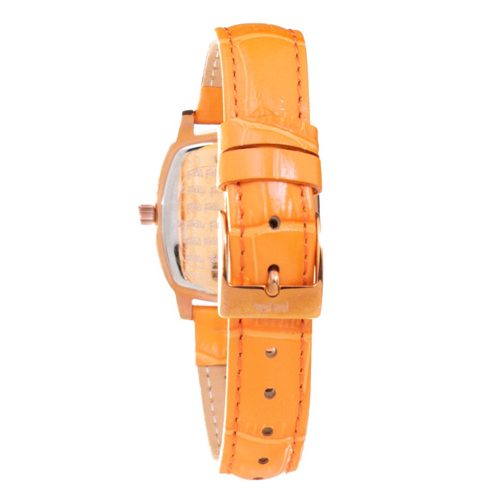 Folli Follie Women’s Watch, White Dial, Orange Leather Strap