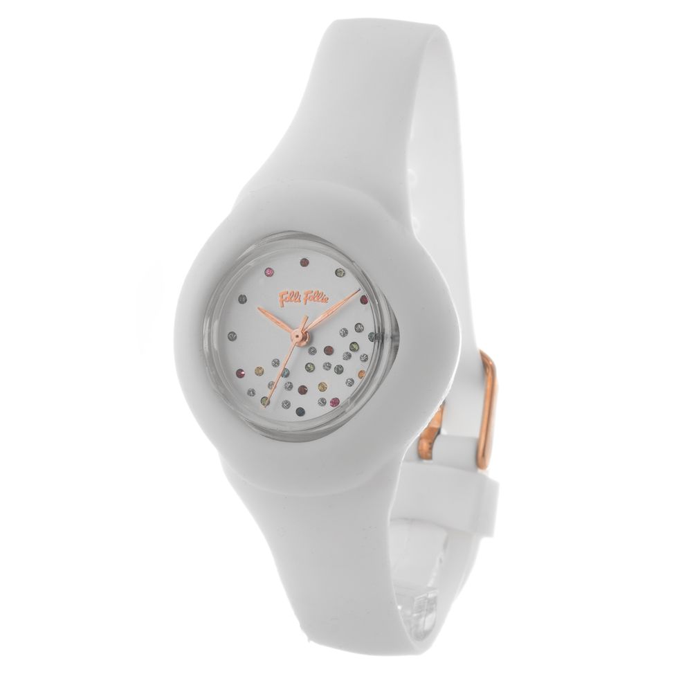 Folli Follie Women’s Watch, Analog Dial, Black Silicone Strap