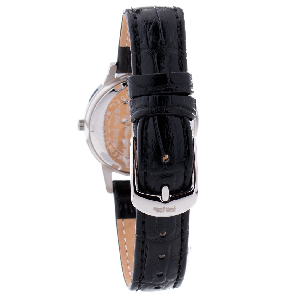 Folli Follie Women’s Watch, White Dial, Black Leather Strap