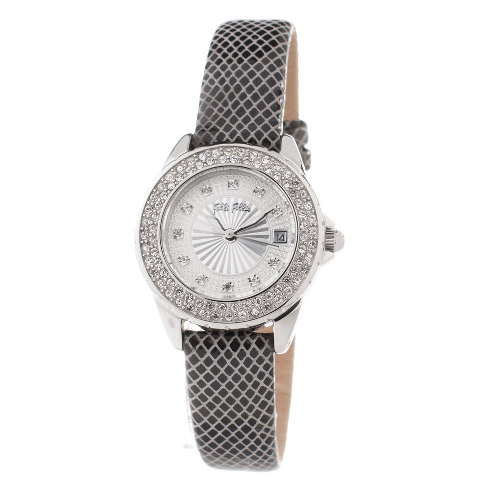 Folli Follie Women’s Watch, Analog Grey Dial, Grey Leather Strap