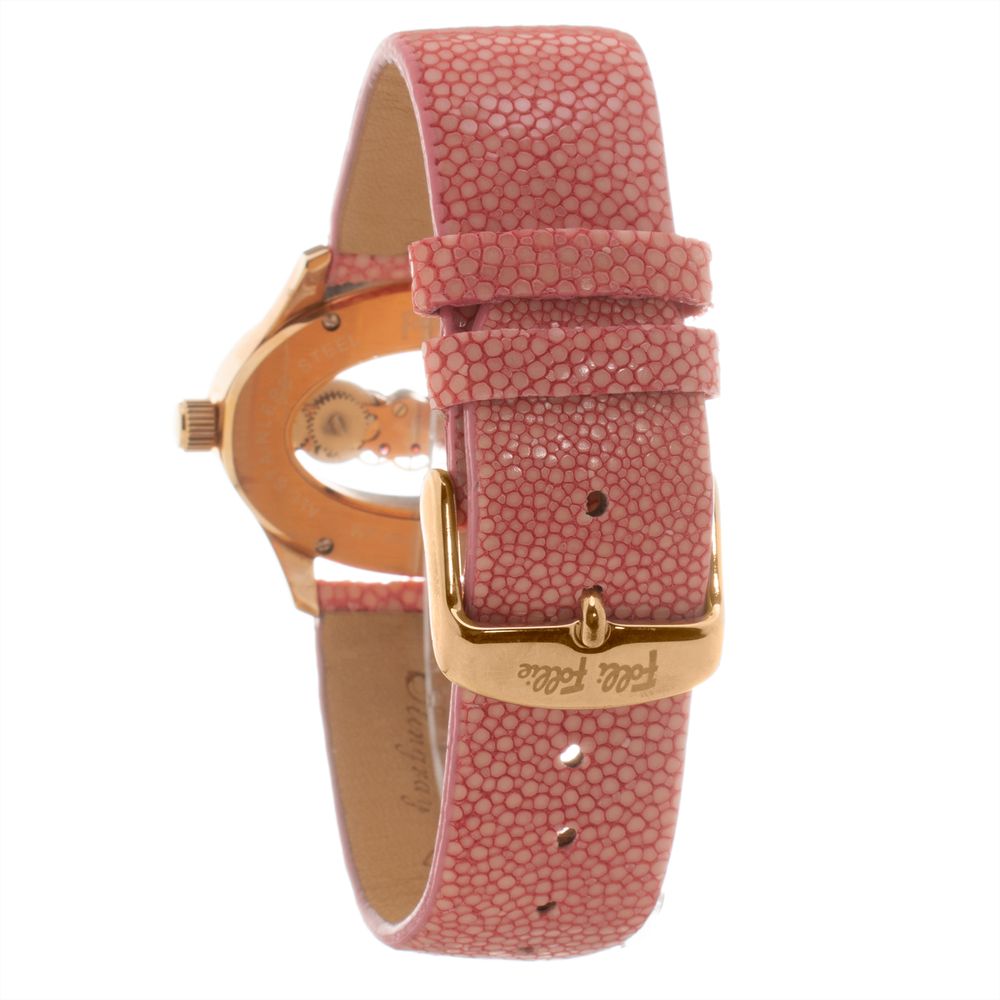 Folli Follie Women’s Watch, Transparent Dial, Pink Leather Strap