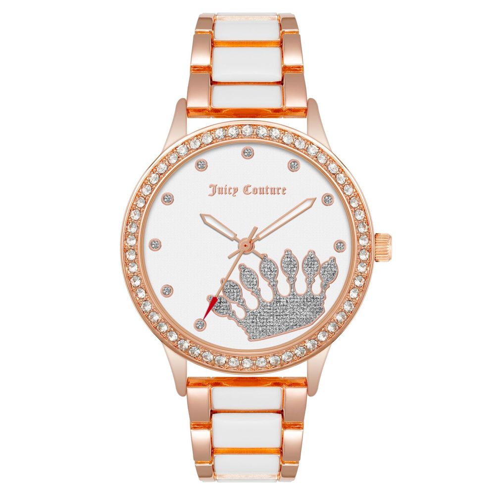 Juicy Couture Women’s Watch, Sparkling Pink Case, White Dial