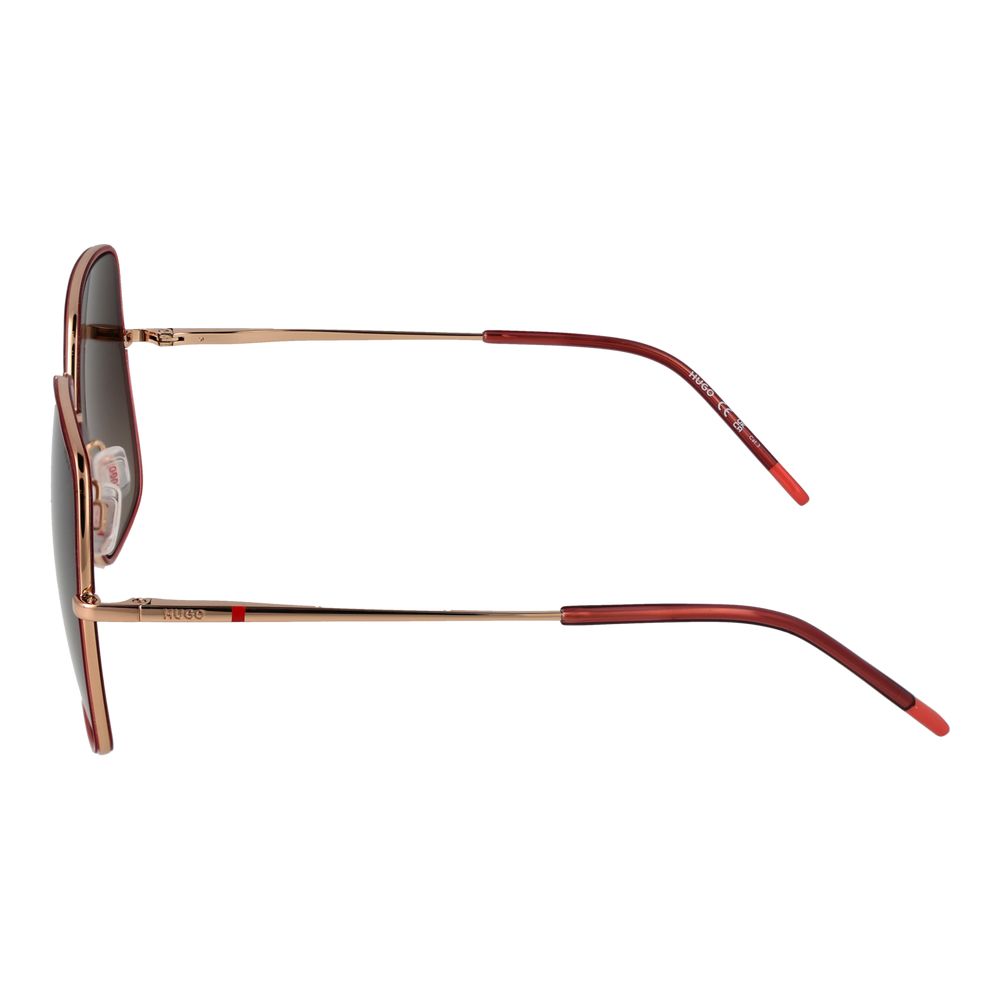 Hugo Boss Red Women’s Square Sunglasses – Bold Metal Frame with Brown Gradient Lenses, 58mm