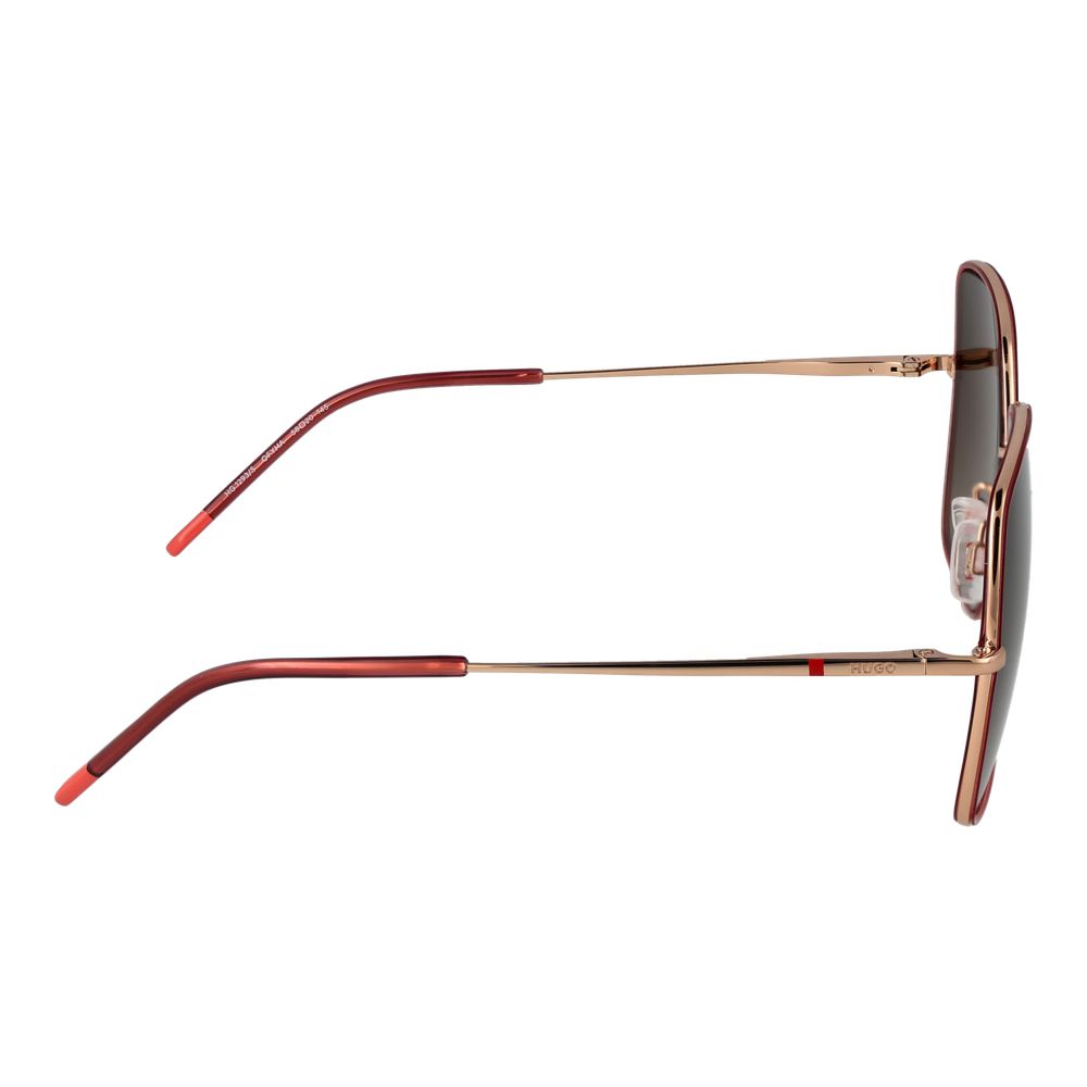 Hugo Boss Red Women’s Square Sunglasses – Bold Metal Frame with Brown Gradient Lenses, 58mm