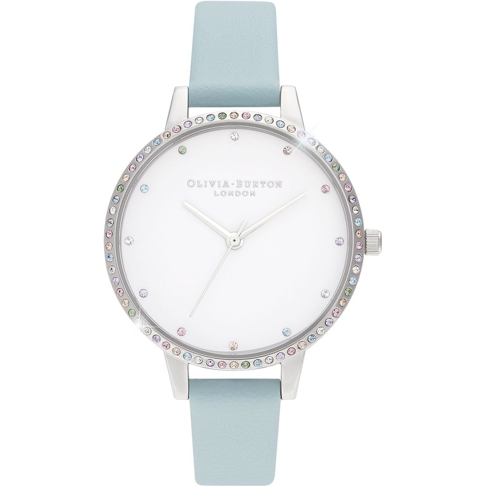 Olivia Burton Women’s Watch, Rhinestone Detail, Blue Synthetic Leather Strap