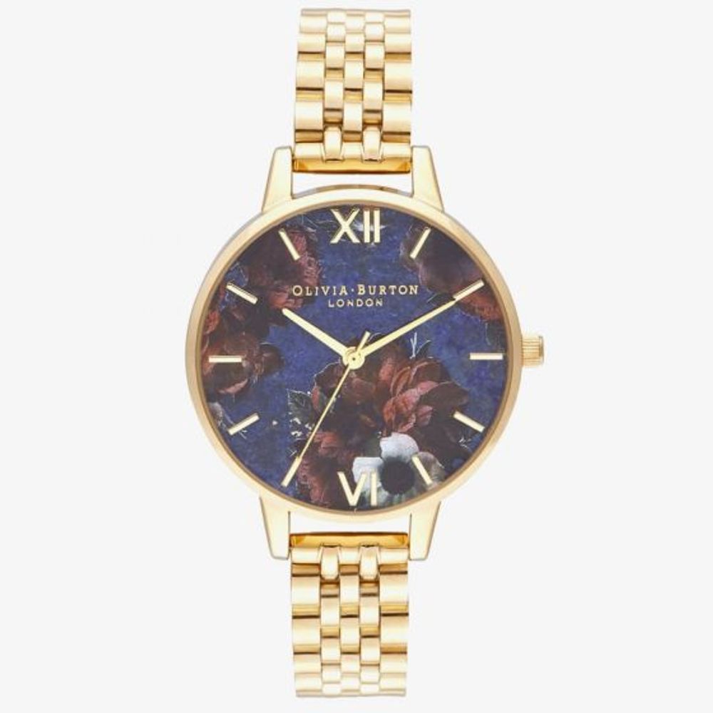 Olivia Burton Women’s Watch, Floral Dial, Golden Steel