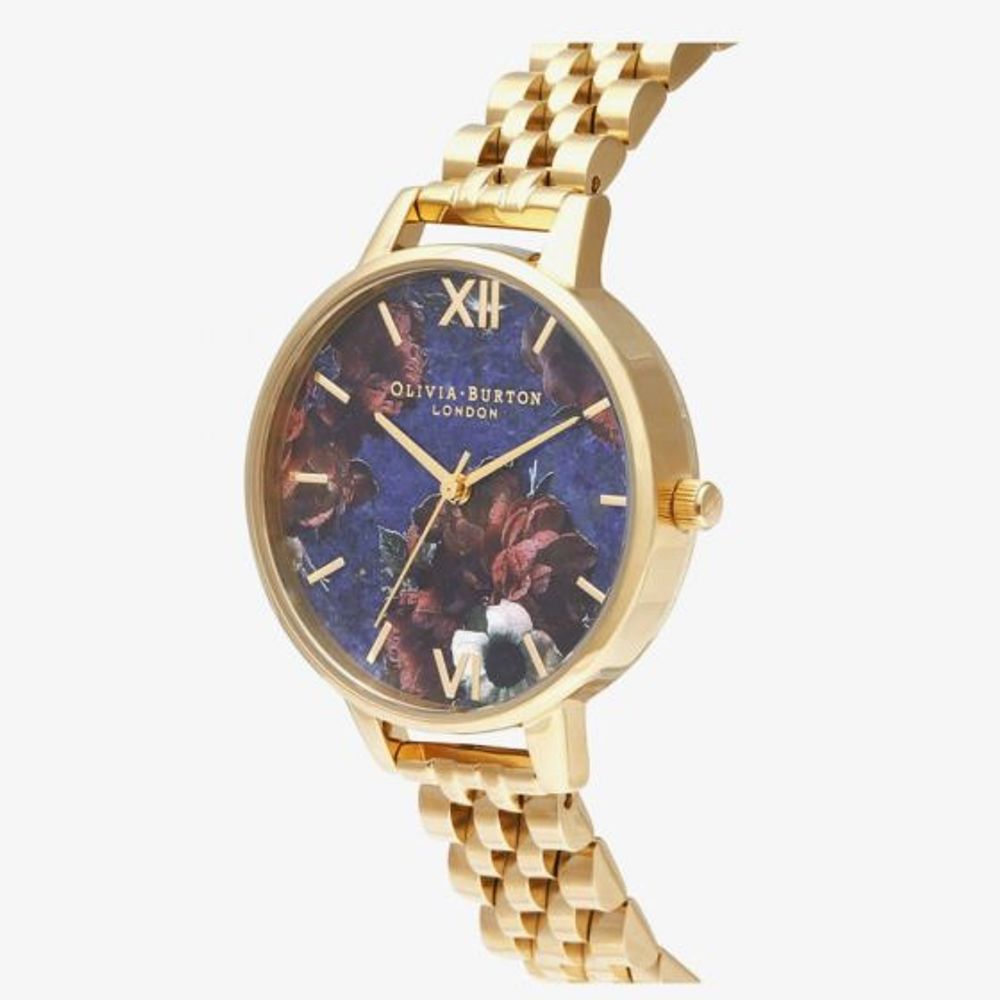 Olivia Burton Women’s Watch, Floral Dial, Golden Steel