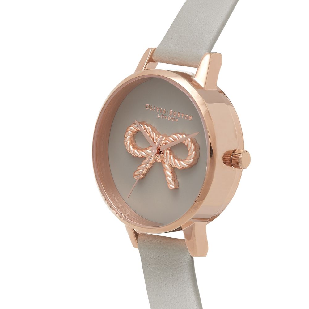 Olivia Burton Women’s Watch, Elegant Dial, Grey Synthetic Leather Strap