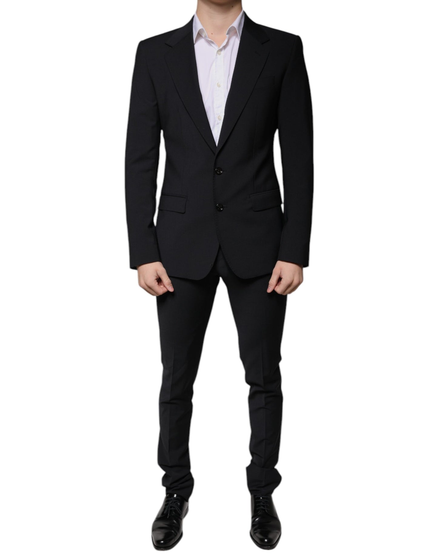Black Wool 3-Piece Slim Fit Formal Men’s Suit – Two-Button, Single-Breasted