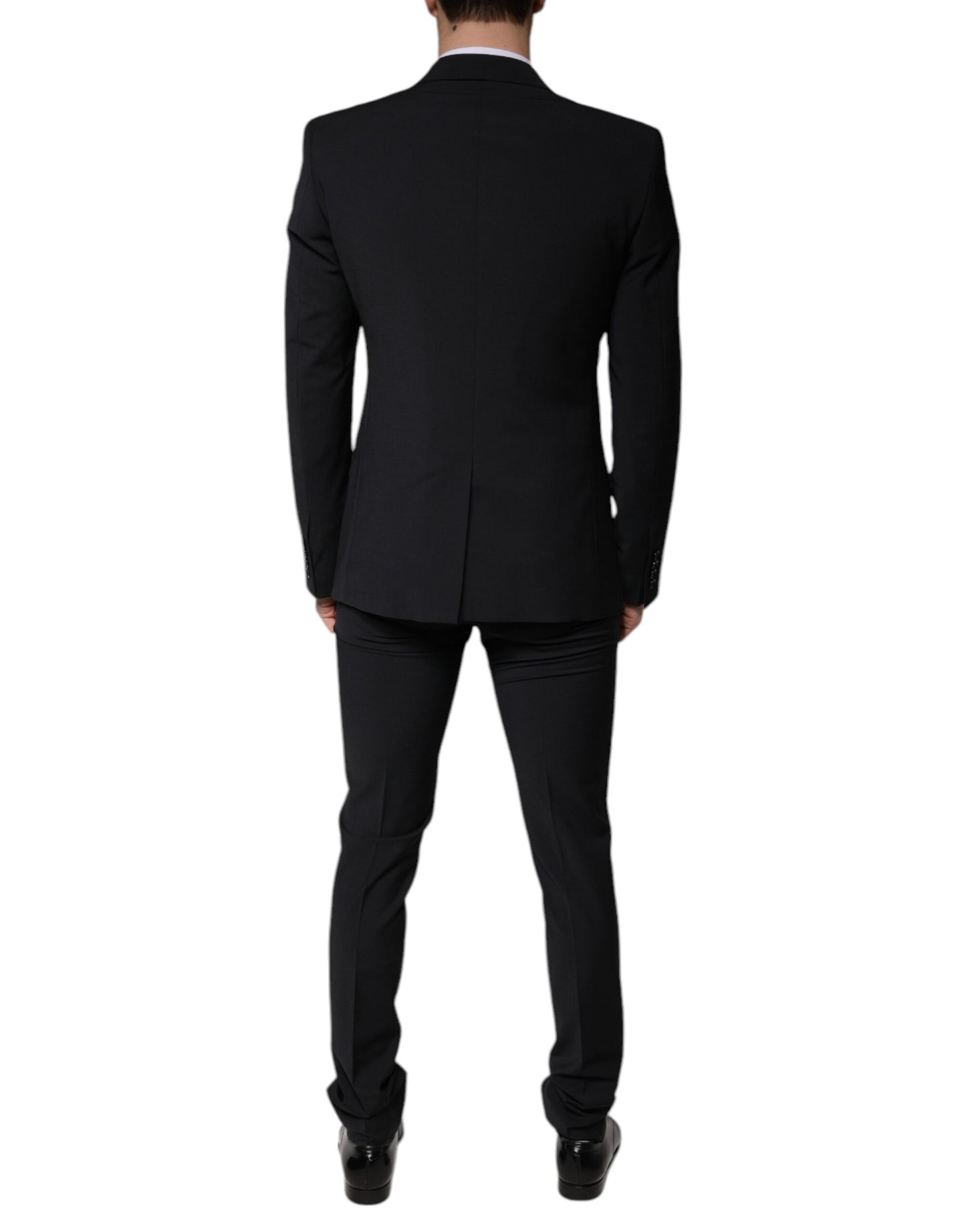 Black Wool 3-Piece Slim Fit Formal Men’s Suit – Two-Button, Single-Breasted