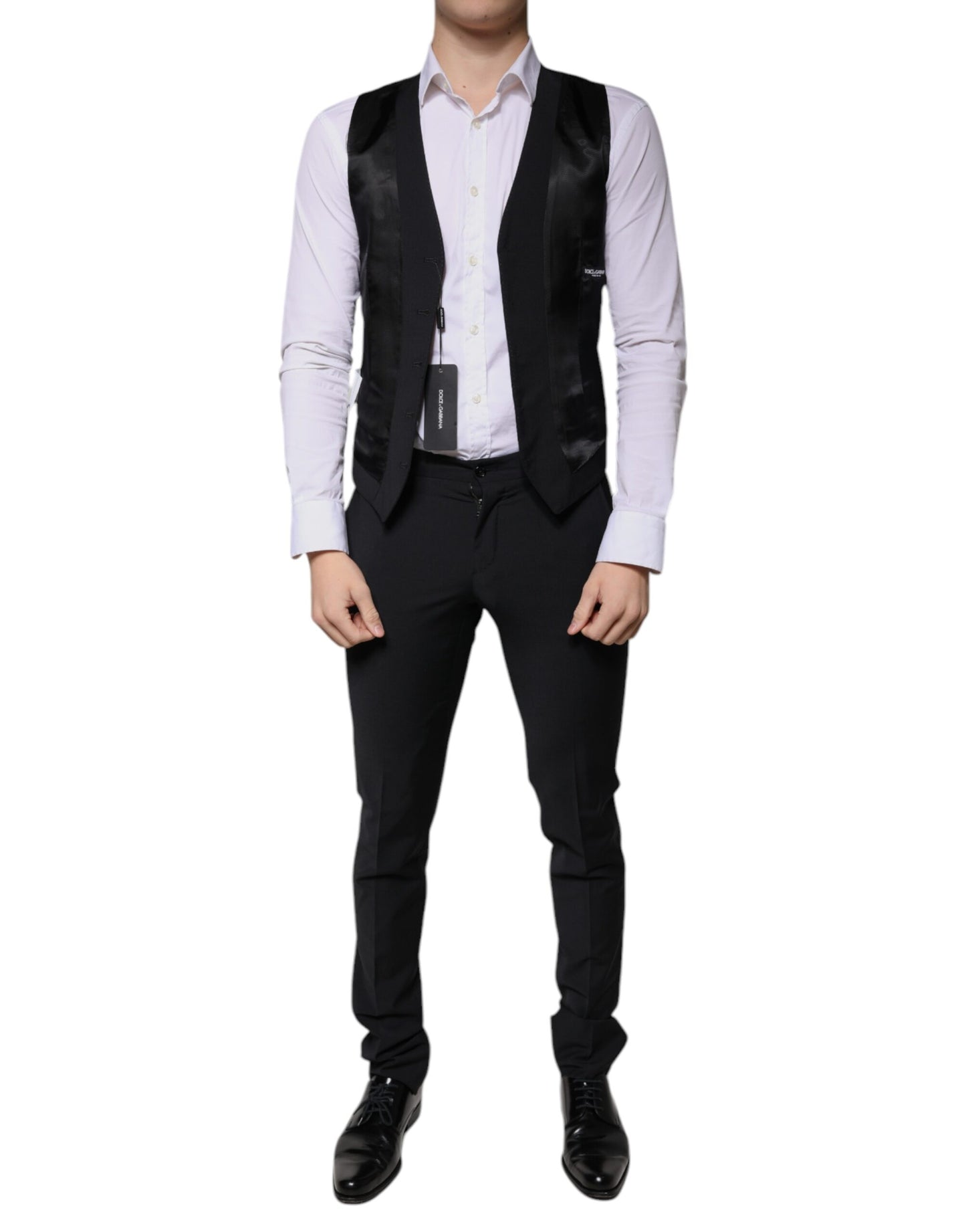 Black Wool 3-Piece Slim Fit Formal Men’s Suit – Two-Button, Single-Breasted
